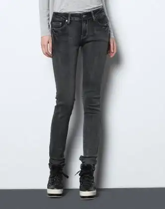 女款黑灰色牛仔裤