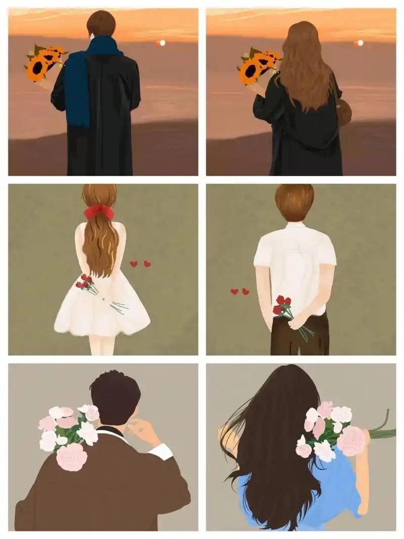 超治愈的情侣捧花背影情头系列第三弹     图片来源于网络