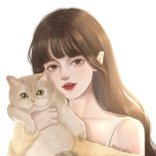 手绘头像|暖阳下的猫咪少女 画师:爱画画的小朱