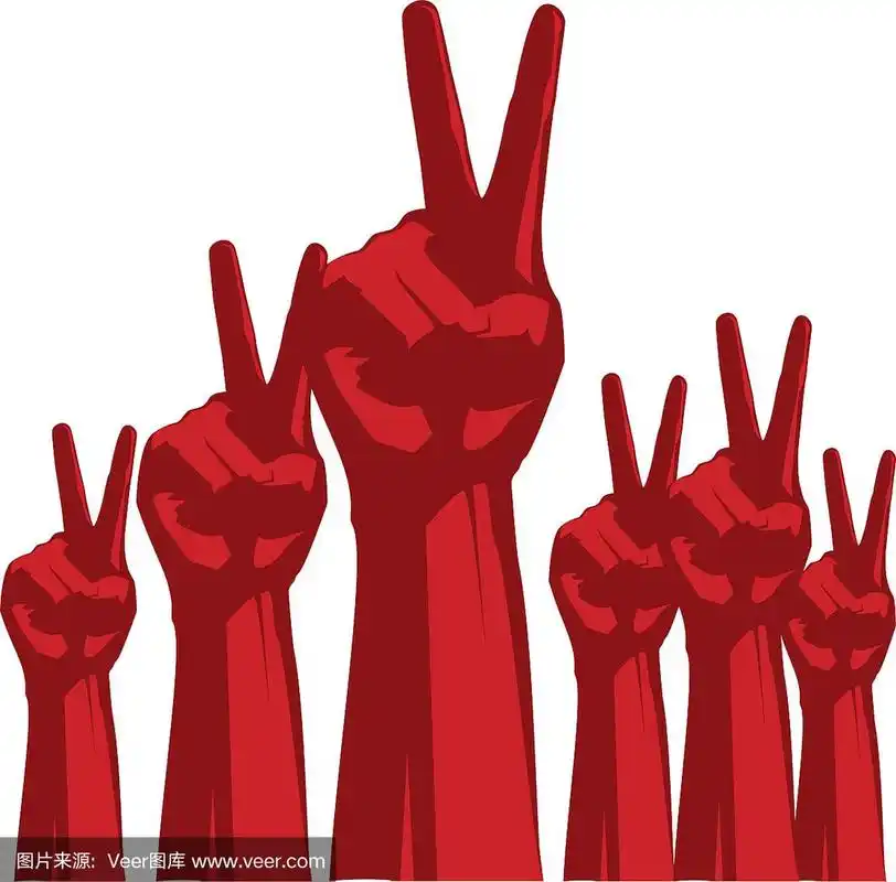 做手势,英文字母v,v形,手,群众