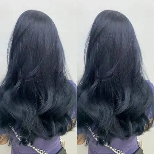 2022秋冬季推荐发色|||蓝黑色其实就是黑色中带点蓝色调的染发颜色