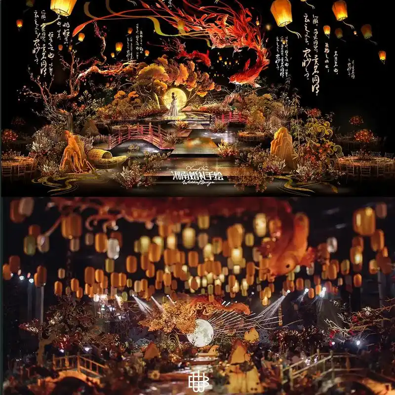 中式婚礼效果图&现场照片#国风古韵 #中式结婚 - 抖音