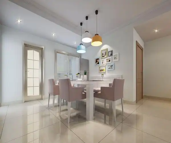 2017现代风格餐厅简约吊灯装修效果图片_装修123效果图