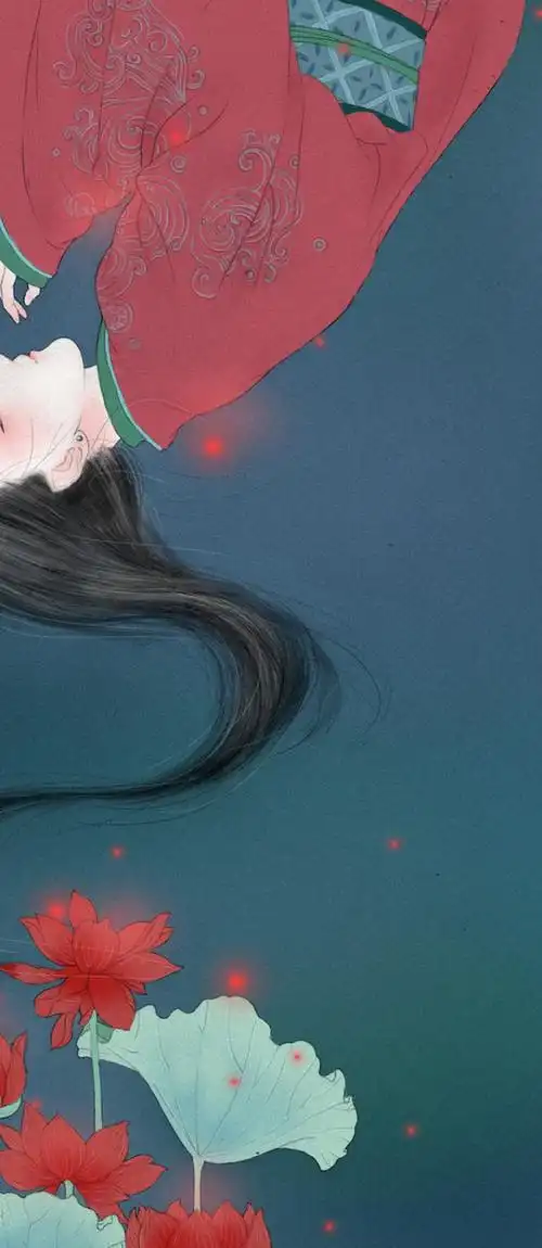 古风 水墨 黑发 红衣 手机壁纸 锁屏 皮肤