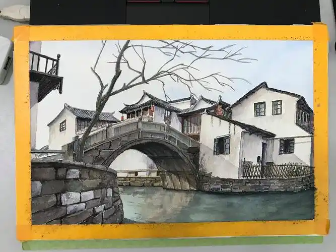 水彩古镇|纯艺术|绘画|安如泰山_原创作品-站酷zcool