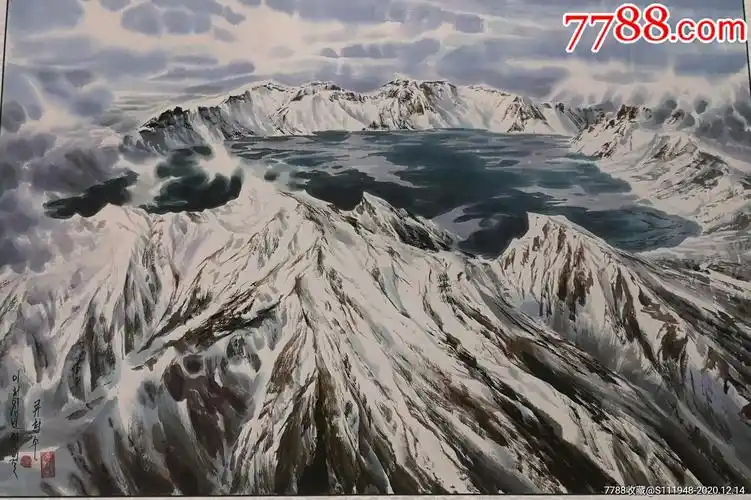 朝鲜画长白山天池14