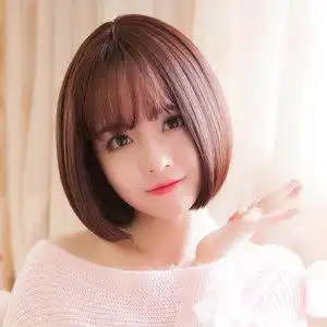 新假发女短发空气刘海中分短直发齐耳短发假发套光头圆脸网红波波