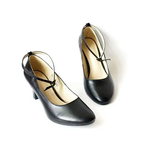 07a女夏常服皮鞋 真皮女鞋简约百搭高跟单鞋 军皮鞋 ol职业单鞋