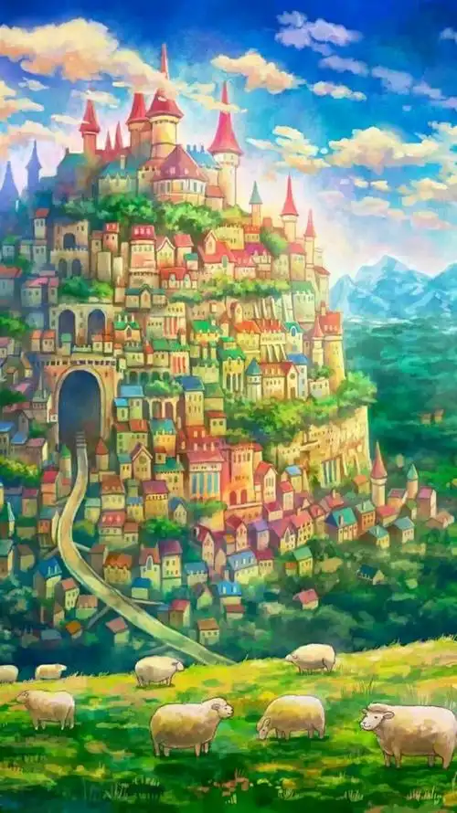 宫崎骏动画风场景插画,美哭了