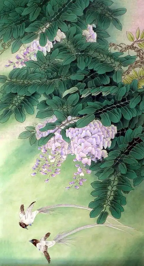 名家画笔下的缠绵紫藤