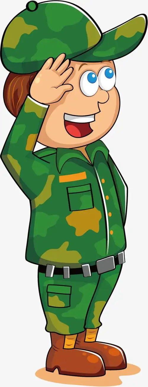 卡通八一建军节红军八路军解放军战士敬礼