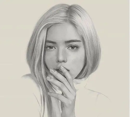 铅笔画美丽的瞬间一组女性肖像画作品画家keimeguro