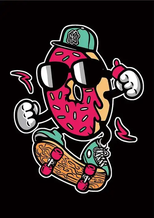 时尚潮流服装嘻哈手绘怪兽涂鸦抱枕装饰插画手机壳t恤矢量ai图案素材