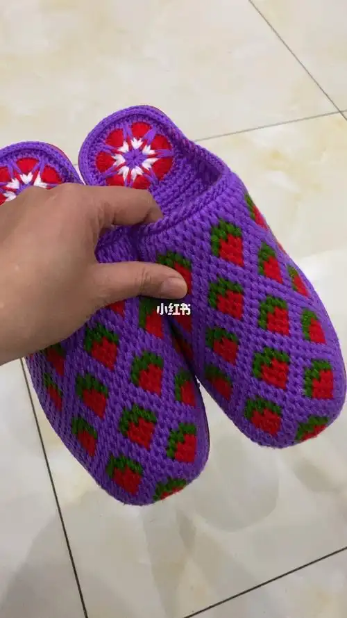 纯手工毛线钩织拖鞋毛线拖鞋花样
