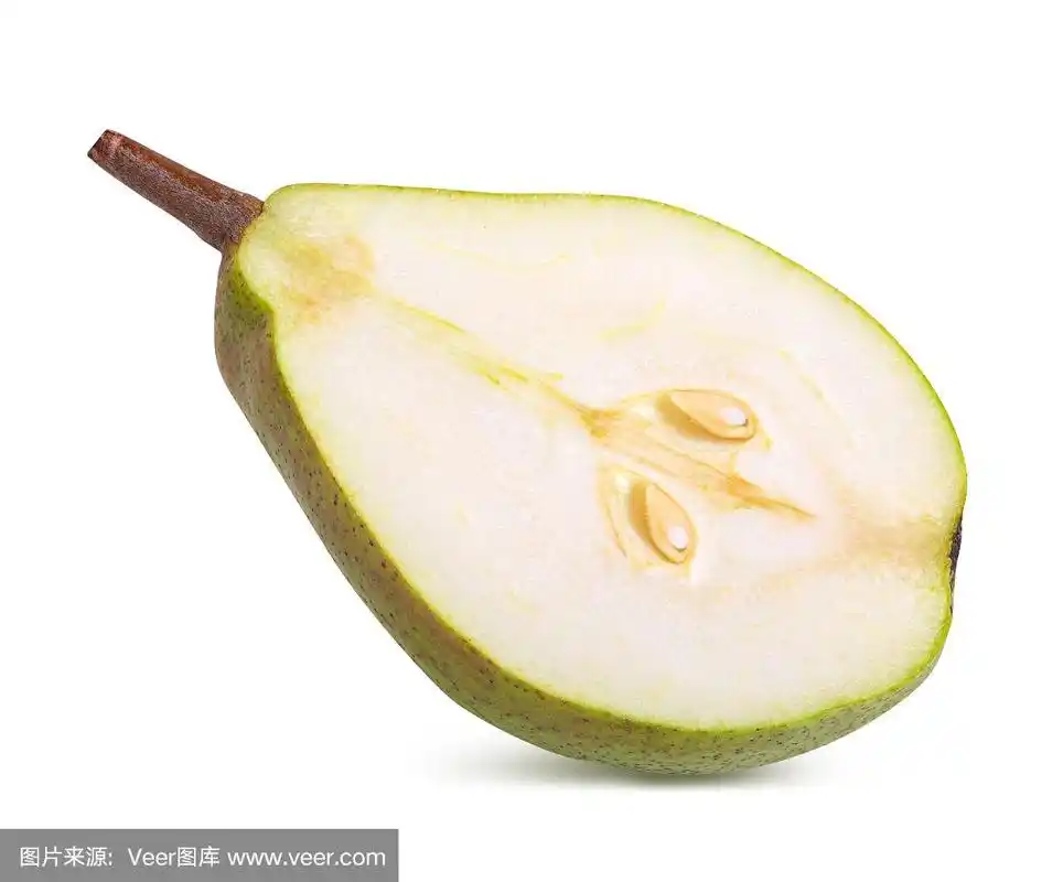 梨,白色背景,分离着色,横截面,部分