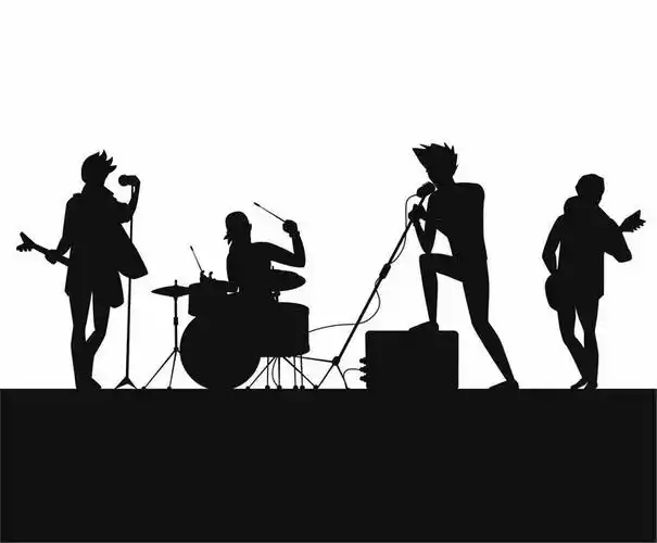 正在演奏表演的演唱会乐队剪影png图片免抠矢量素材