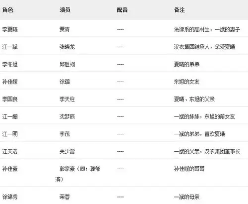 电视剧《妻子的谎言》演员表