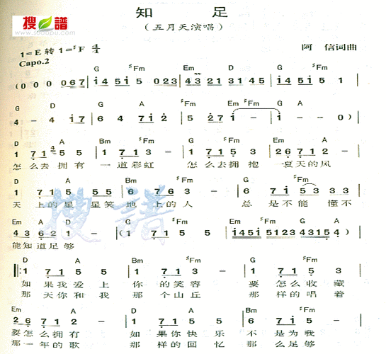 知足简谱_知足曲谱_好曲谱