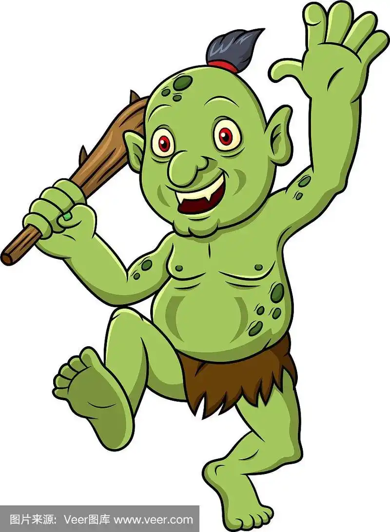 拿着球杆的卡通巨魔