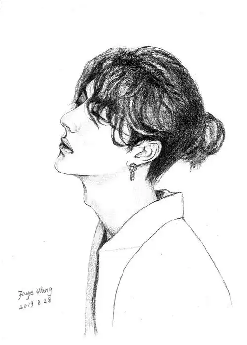 两张王一博的素描相