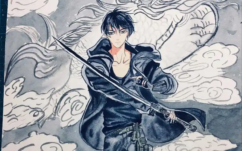 水彩动漫上色—张起灵_哔哩哔哩 (゜-゜)つロ 干杯~-bilibili