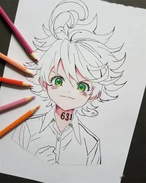 彩铅动漫人物临摹素材大全18张动漫人物线稿彩色图片集