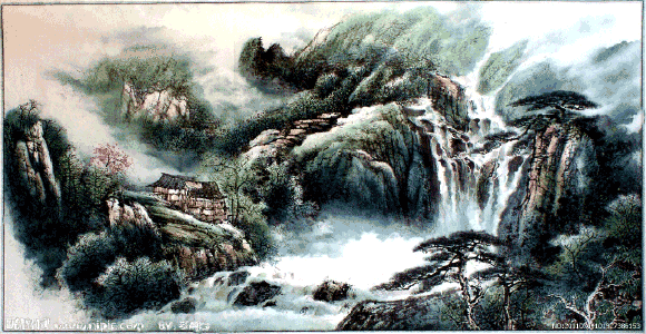 精美的动态水墨山水画
