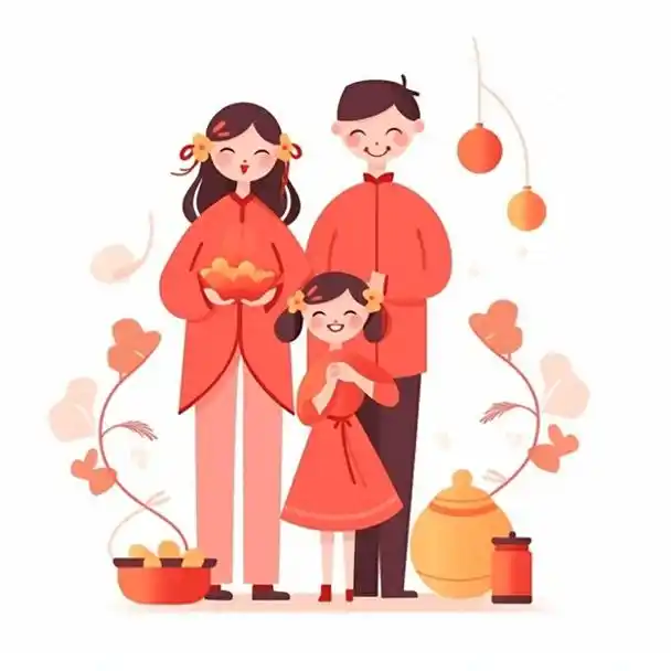 亲子头像|一家三口女宝头像全家福插画