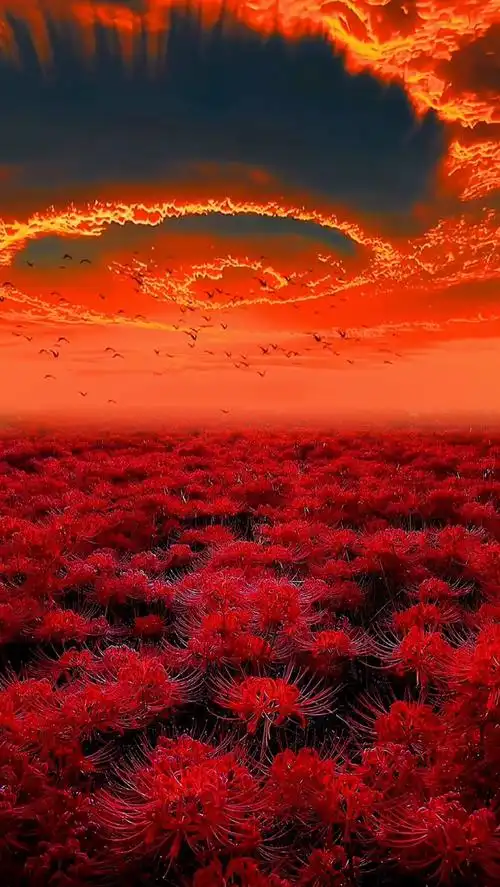 背景素材 "彼岸花又名曼珠沙华,它的花语是:"见花不见叶,花叶永不