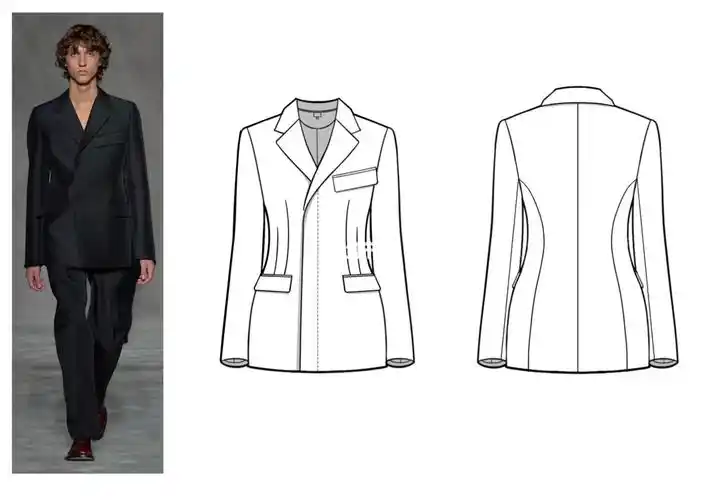 设计款西服款式图正反面#款式图#服装设计款式图  #服装款式图  #打卡