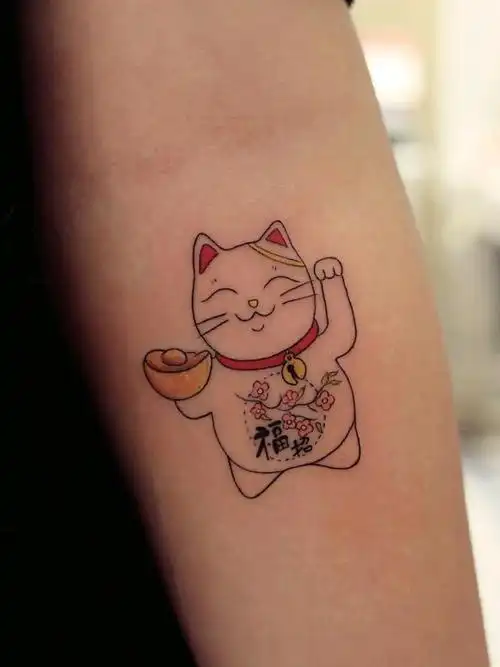 招财猫_纹身图案手稿图片_jessie的纹身作品集