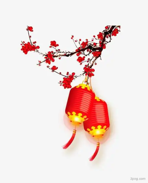 新年过年红色喜庆灯笼梅花
