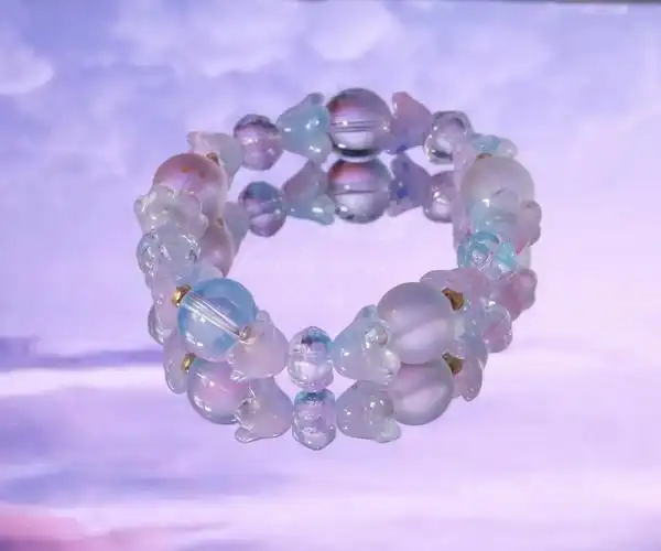 琉璃手串蓝粉洒金珠 花朵 南瓜每条手串都是根据宝子提供的尺寸制作哦