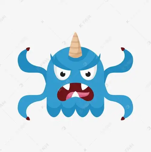 卡通蓝色四脚外星人矢量素材