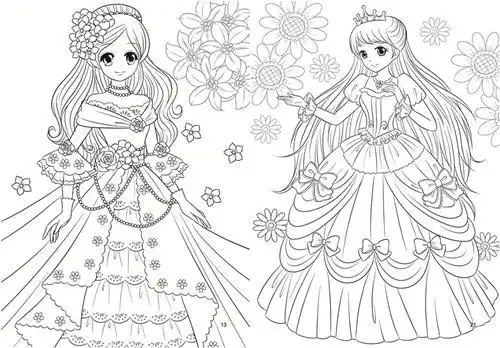 热卖公主涂色画3-6-8-12岁画画美少女涂色儿童填色本女孩绘画书包邮