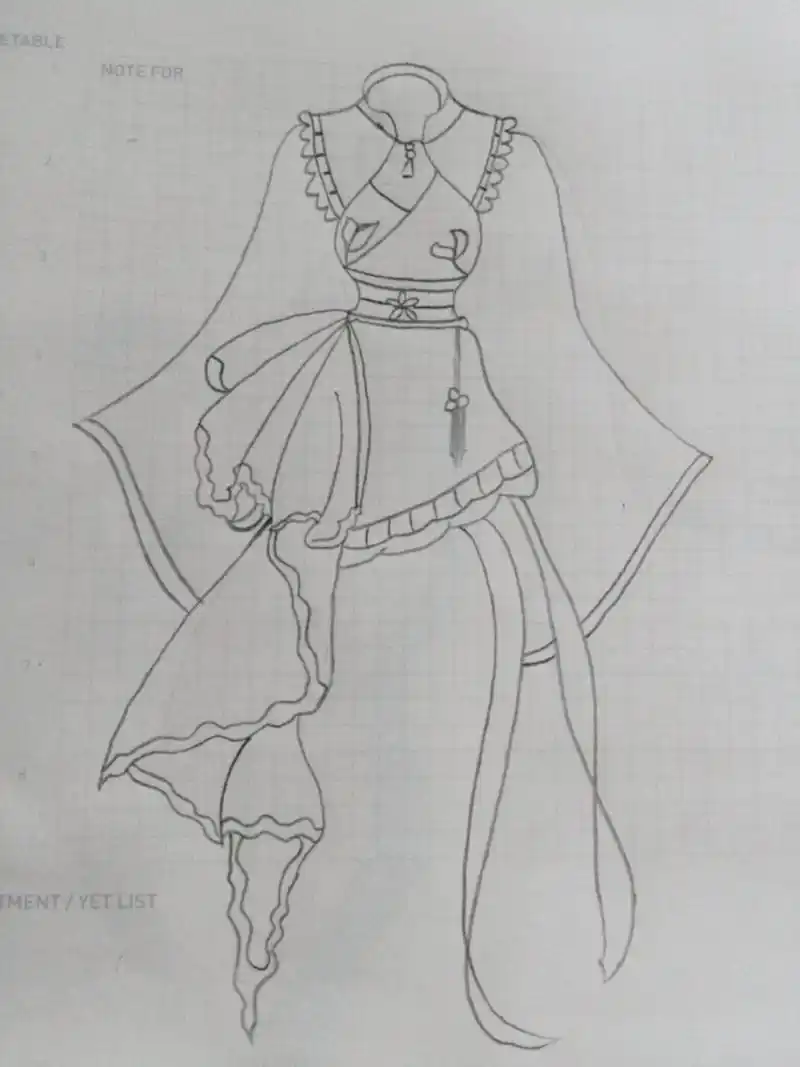 古风裙子简笔画 第一张是原创 第二张是我画的