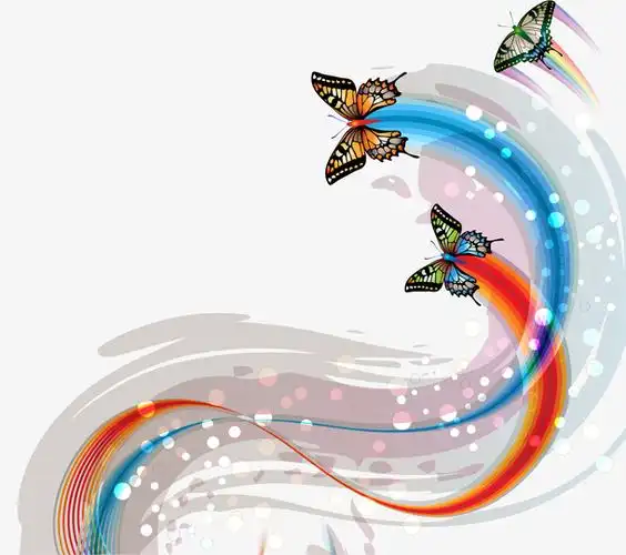 梦幻彩色蝴蝶图案免抠素材免费下载_觅元素51yuansu.com