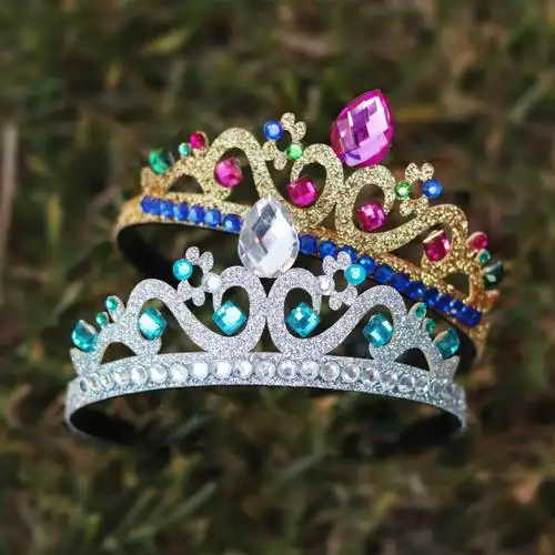 冰雪奇缘艾莎安娜公主皇冠镶钻发箍 宝石钻类儿童女孩头冠 跨境