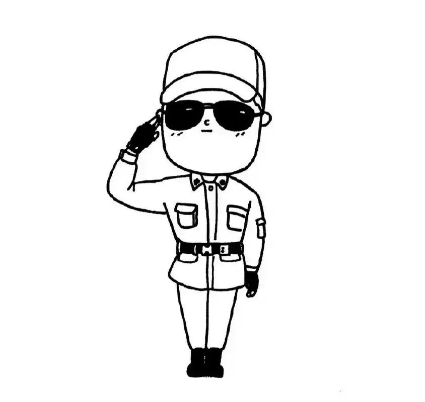 手绘简笔画军人