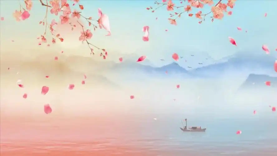 水墨行舟唯美云雾古风舞台背景中国山水水墨背景