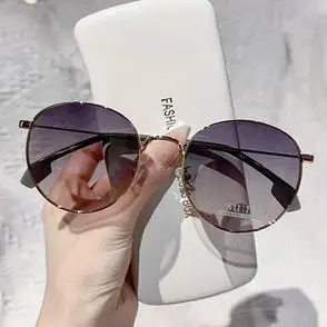 墨镜女高级感渐变色防紫外线时尚偏光太阳眼镜复古圆框遮阳眼镜框