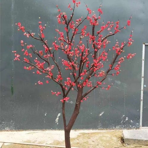 仿真梅花树腊梅新中式高档客厅中式红色室内外落地diy中国红红梅