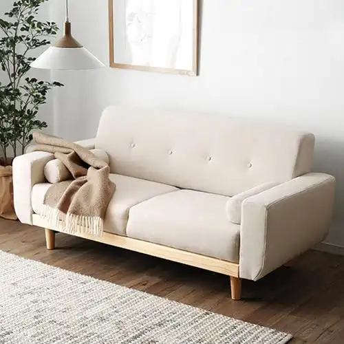 日式小户型客厅双人布艺沙发北欧现代简约公寓小型网红木质沙发椅