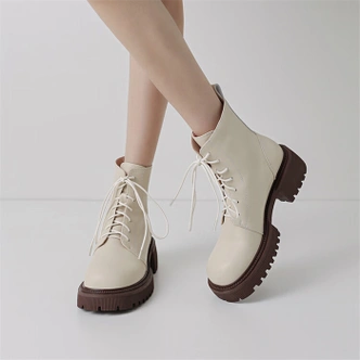 他她街区tatajiequtataperko韩版厚底短靴女鞋秋单靴2023新款日系学院