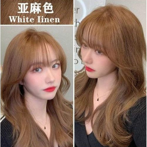 剂2023流行色膏染色剂黑茶色蓝黑自己在家染头发显白女 亚麻色一套