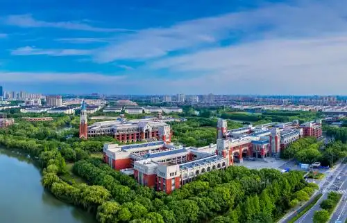 中国上海市松江大学城航拍风光