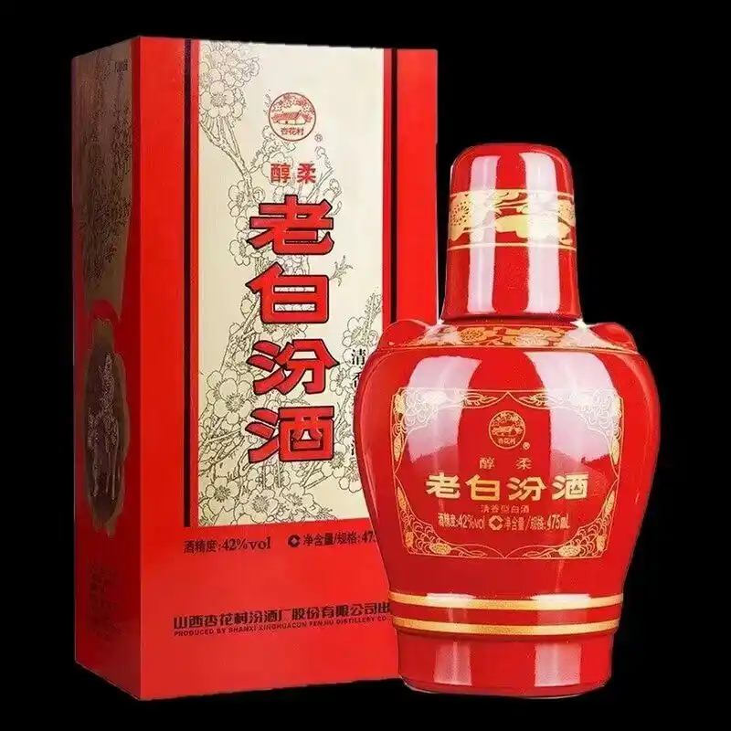 42度醇柔老白汾酒 ①酒体纯净 ②纯粮食酿造 ③固态地缸发酵 事宴