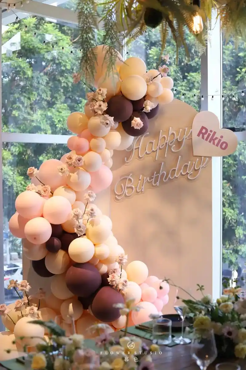 深圳生日派对布置 甜美鲜花马卡龙色气球./  balloon - 抖音
