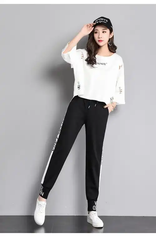 2021春装 实拍~ 运动裤女学生韩版宽松原宿bf休闲裤百搭哈伦裤