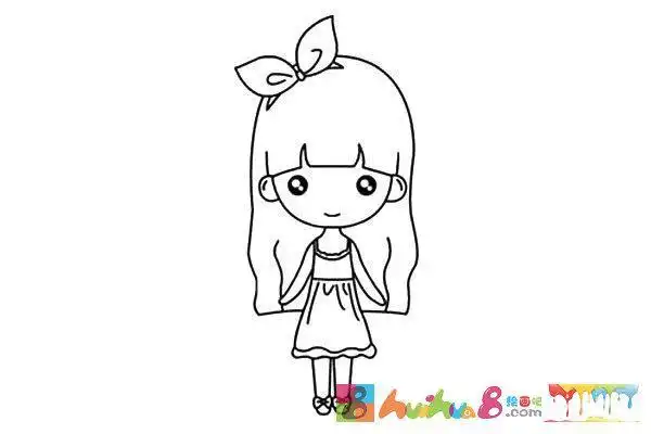 小女孩简笔画教程 漂亮可爱步骤图 彩色怎么画简笔画教程绘画吧-画画